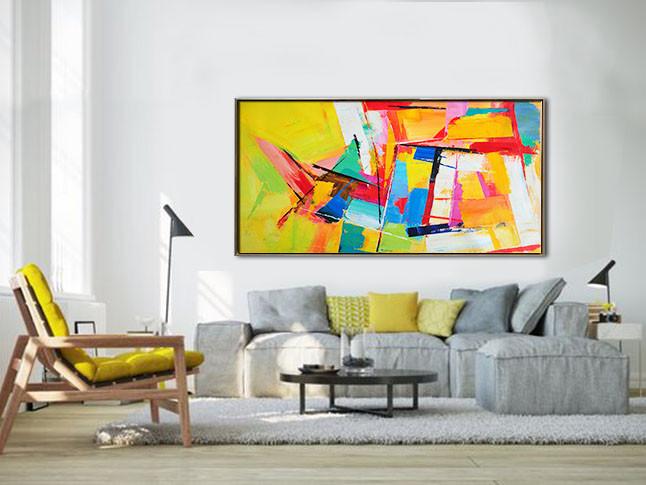 Panoramic Palette Knife Contemporary Art #L43D - Click Image to Close